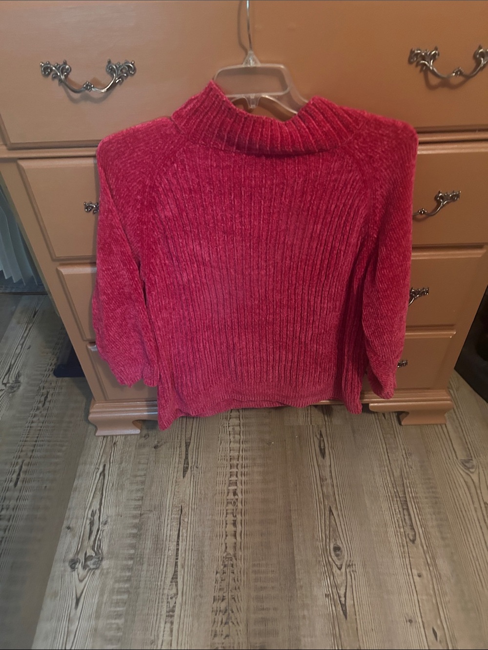 Terra & Sky Chenille Ribbed Mock Neck Sweater - Red
